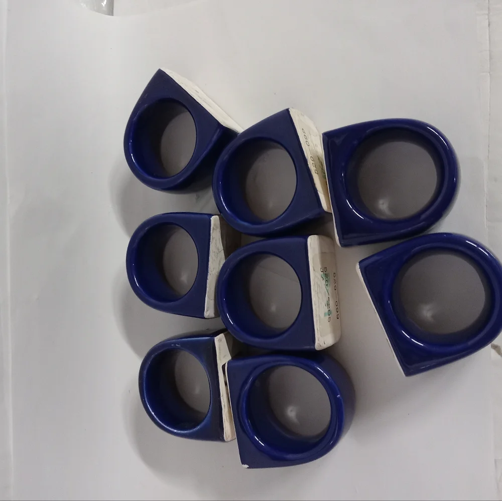 Vintage 8 Napkin Rings Cobalt Blue Ceramic Pier1